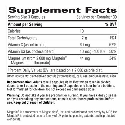 Integrative Therapeutics Magtein L-Threonate Plus – Brain Function & Short-Term Memory Support, 90 Capsules