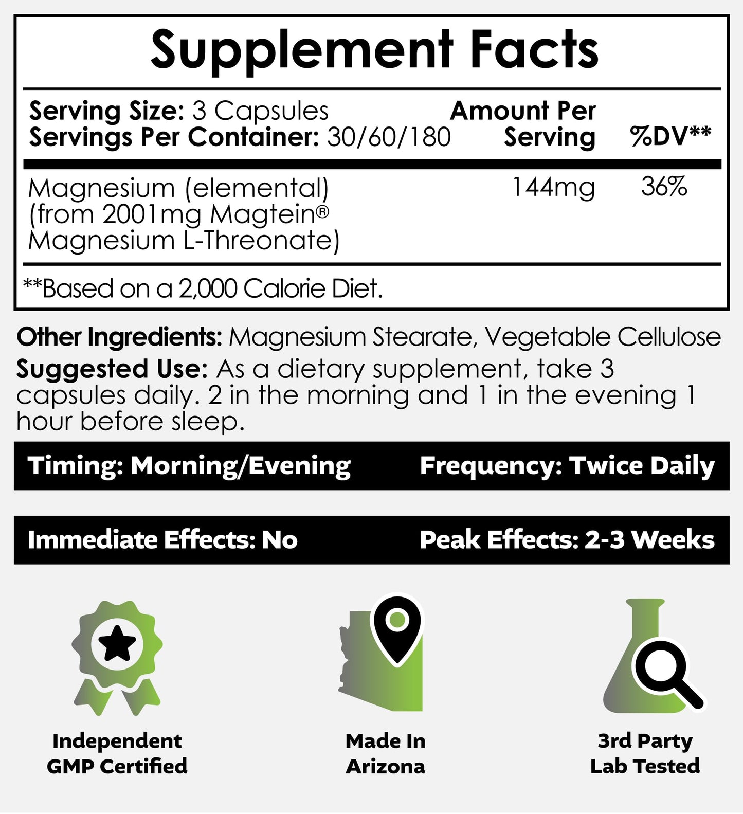 Nootropics Depot Magtein Magnesium L-Threonate Capsules – 90 Count | Cognitive Function Support