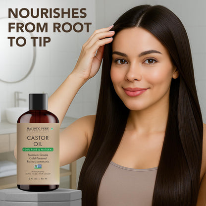 Majestic Pure Castor Oil – 100% Pure & Natural, Cold-Pressed, 2 fl oz