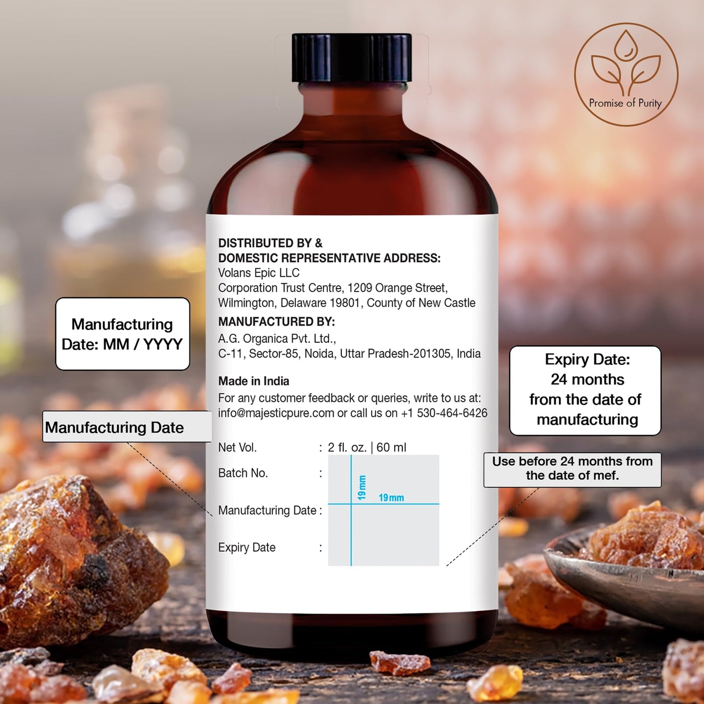 Majestic Pure Frankincense Essential Oil - 100% Pure & Natural, 2 Fl Oz, Glass Dropper