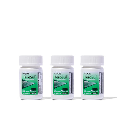 Major Ferosul Ferrous Sulfate 325mg | 65mg Elemental Iron | 100 Count (3 Pack)