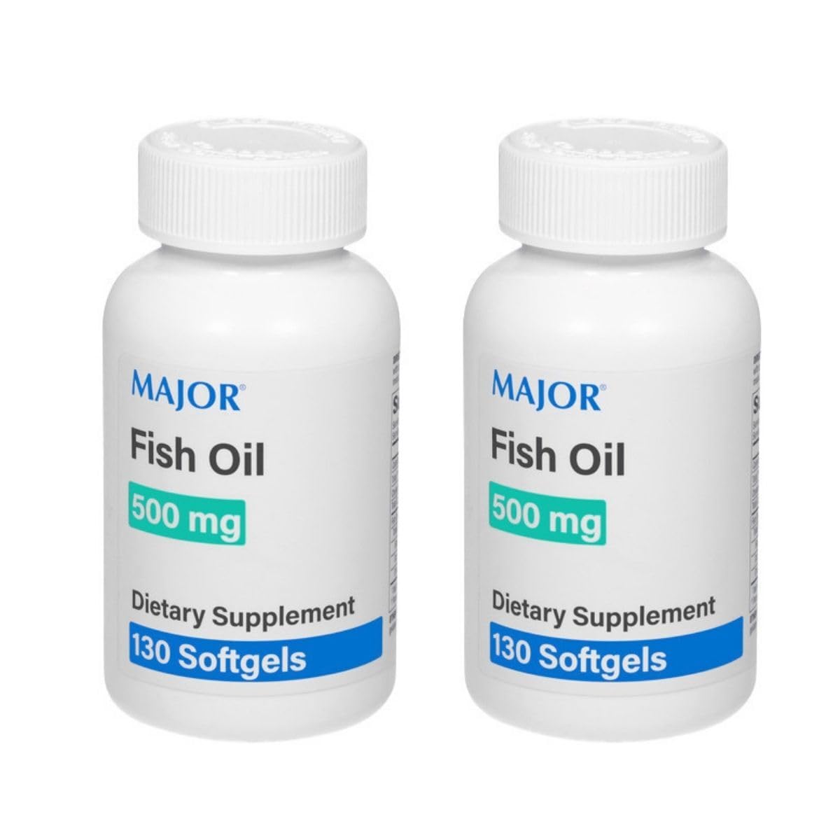 Major Fish Oil 500mg Softgels – Omega-3 Dietary Supplement (130 Count, 2 Pack)
