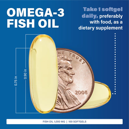 MAJOR Omega-3 Fish Oil 1000mg - 100 Softgels (3-Pack) | Dietary Supplement