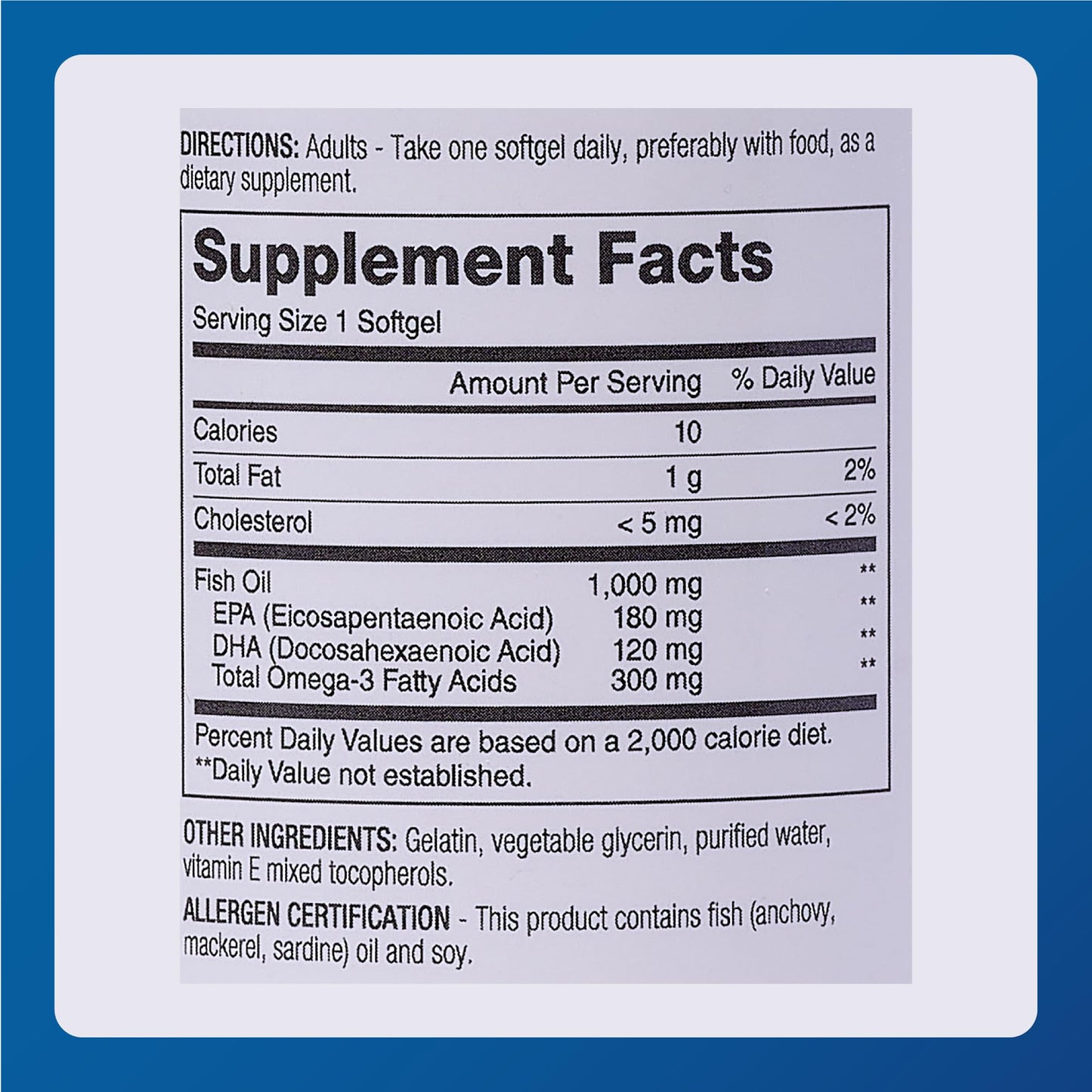 MAJOR Omega-3 Fish Oil 1000mg - 100 Softgels (1-Pack) | Dietary Fish Oil Supplement