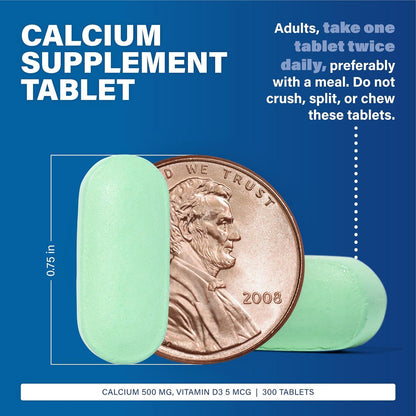 Major Oyster Shell Calcium with Vitamin D3 500 mg | Daily Calcium Supplement, 300 Tablets