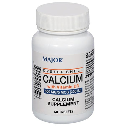 Major Oyster Shell Calcium with Vitamin D3 500 mg / 200 IU – 60 Tablets