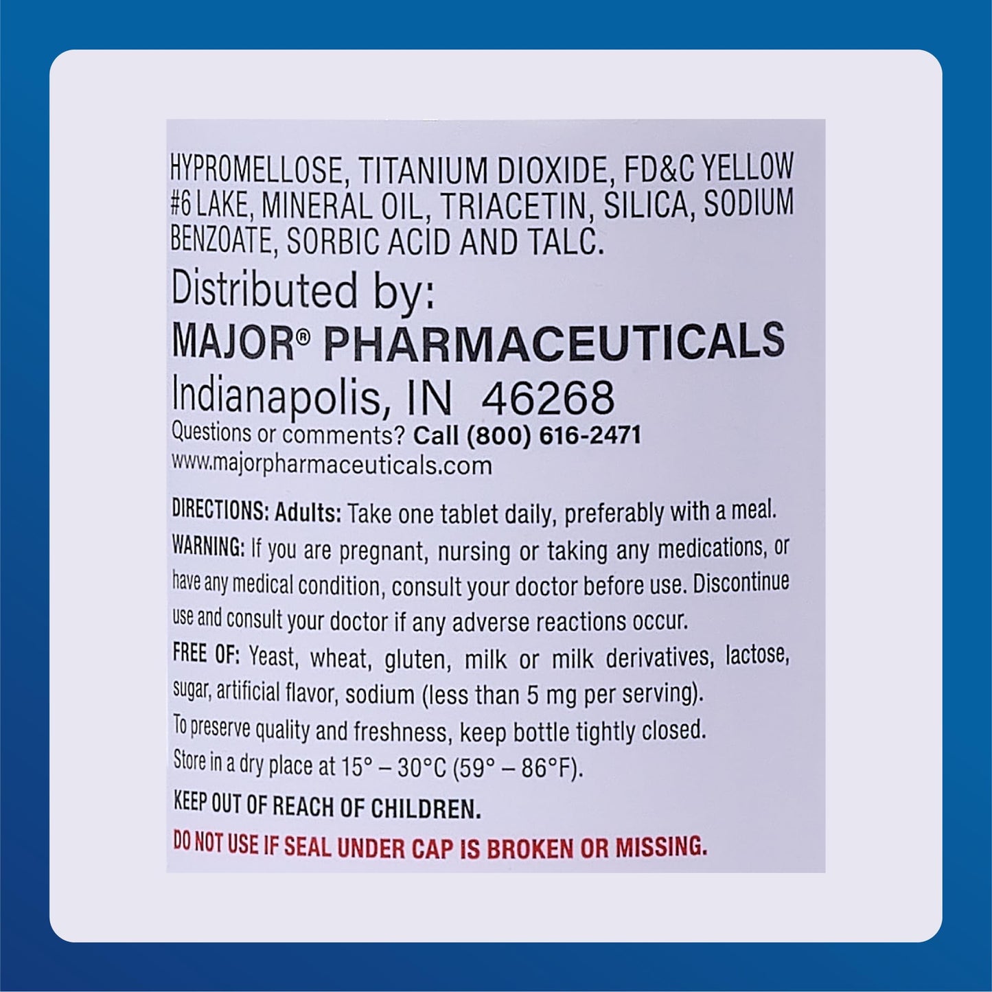 MAJOR Stress Formula – High Potency Stress Vitamins (60 Tablets)