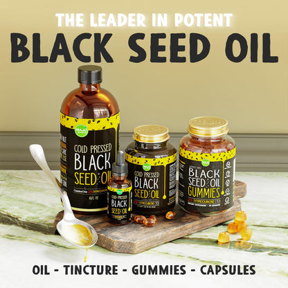 MAJU Black Seed Oil 16oz – 3X Thymoquinone, Cold-Pressed Turkish Nigella Sativa
