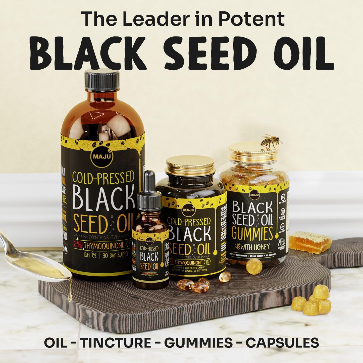 Maju Superfoods Black Seed Oil Capsules – 120 Count, 500mg, Cold-Pressed Nigella Sativa, 2% Thymoquinone, Organic Turkish Black Cumin