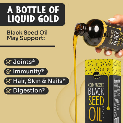 MAJU Black Seed Oil 16oz – 3X Thymoquinone, Cold-Pressed Turkish Nigella Sativa