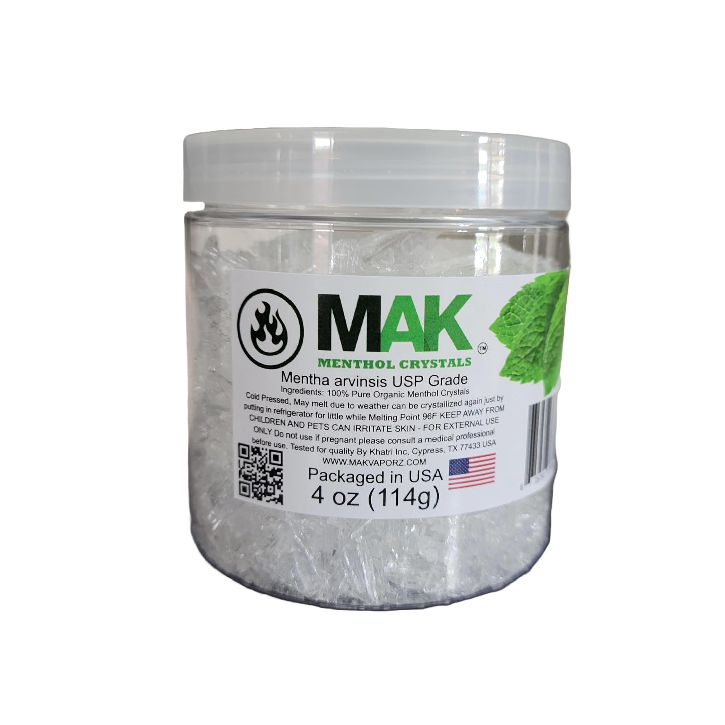 Mak Menthol Crystals 4 oz – Pure Organic 100% Natural Mentha Arvensis