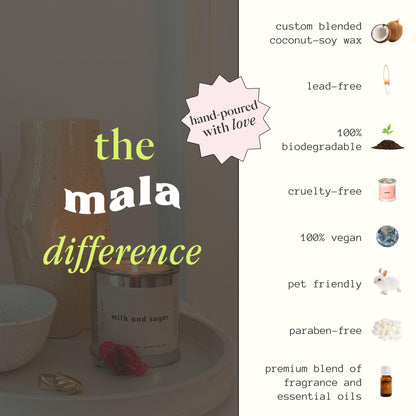 MALA Milk & Sugar Cinnamon & Vanilla Candle – Vegan Soy, 45-Hour Burn
