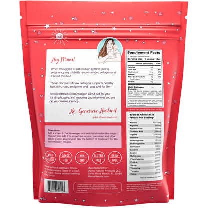 Mama Natural Multi Collagen Protein Powder – Unflavored, Hydrolyzed 16 oz | Grass-Fed Bovine, Wild Fish & Eggshell Membrane