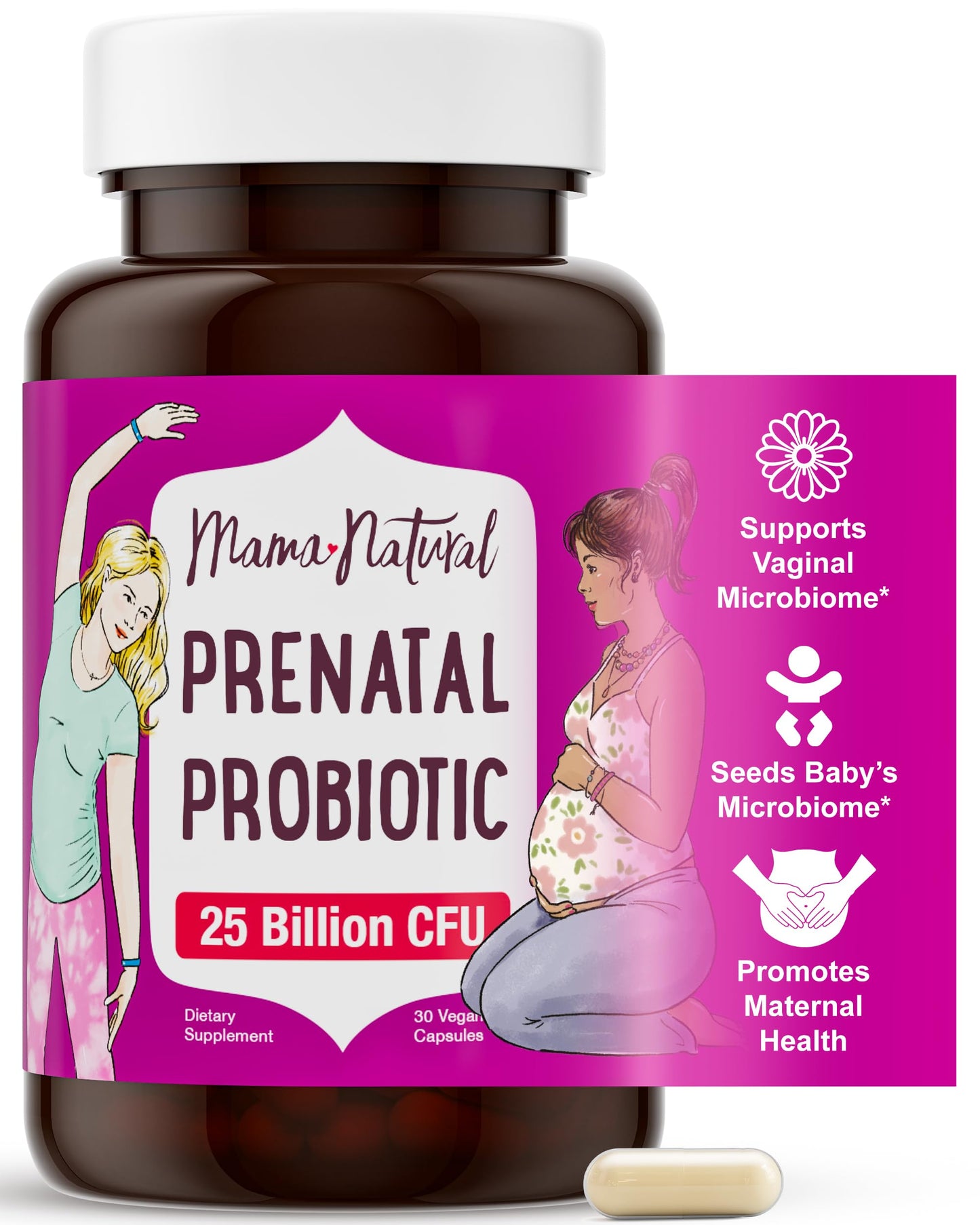 Mama Natural Prenatal Probiotics for Women – 25B CFU, 12 Strains