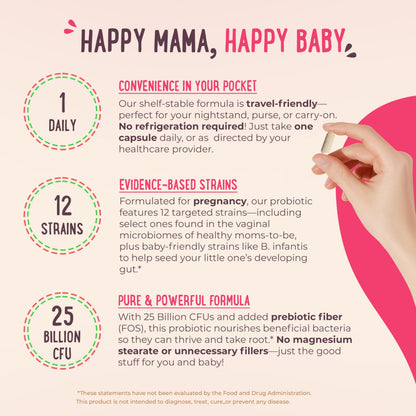 Mama Natural Prenatal Probiotics for Women – 25B CFU, 12 Strains