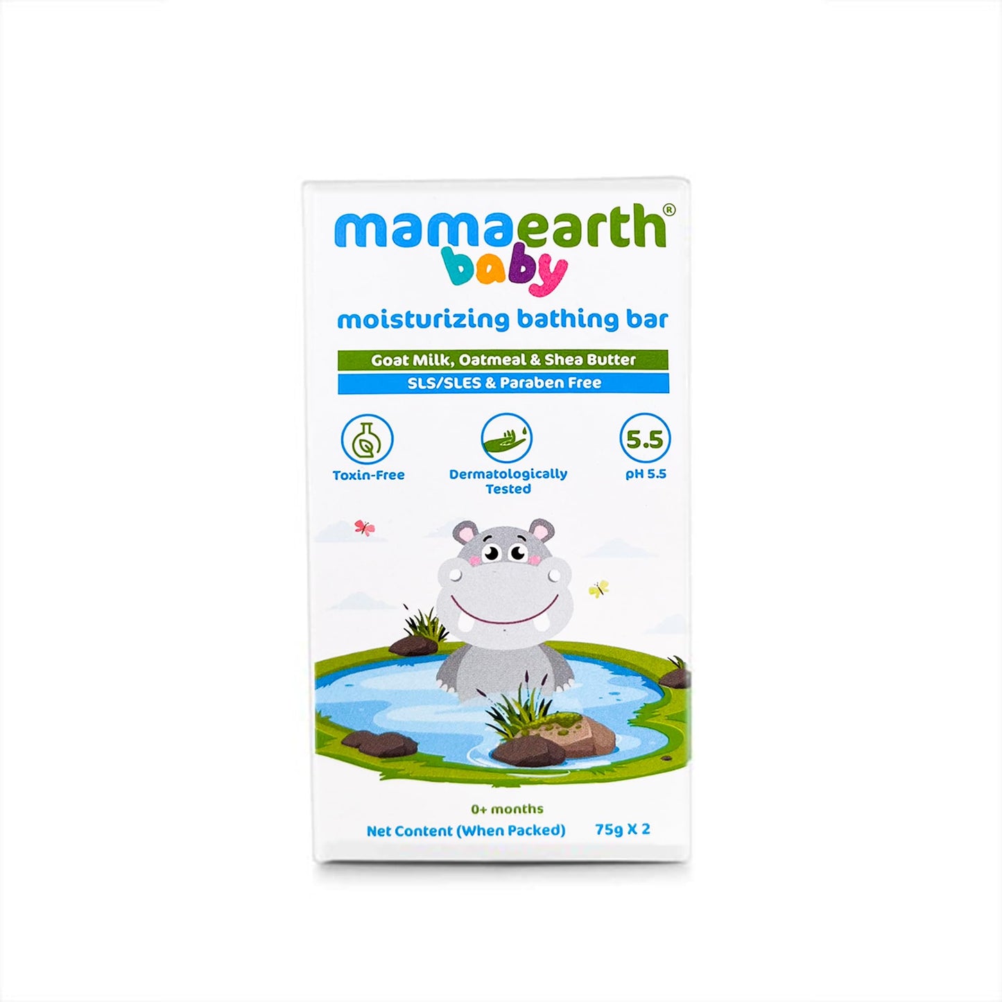 MAMAEARTH Baby Bathing Bar - Goat Milk, Oatmeal & Shea Butter (2x75g)