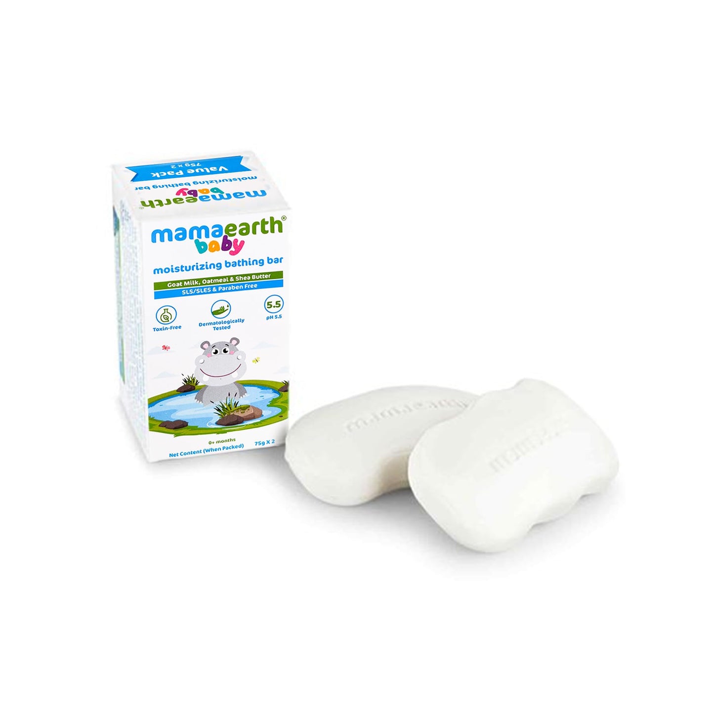 MAMAEARTH Baby Bathing Bar - Goat Milk, Oatmeal & Shea Butter (2x75g)