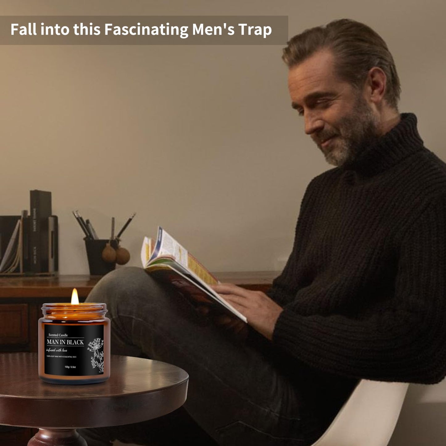 Scented Candles for Men - 6 Pack Aromatherapy Candles | Sandalwood Cedar | 150 Hour Burn Time