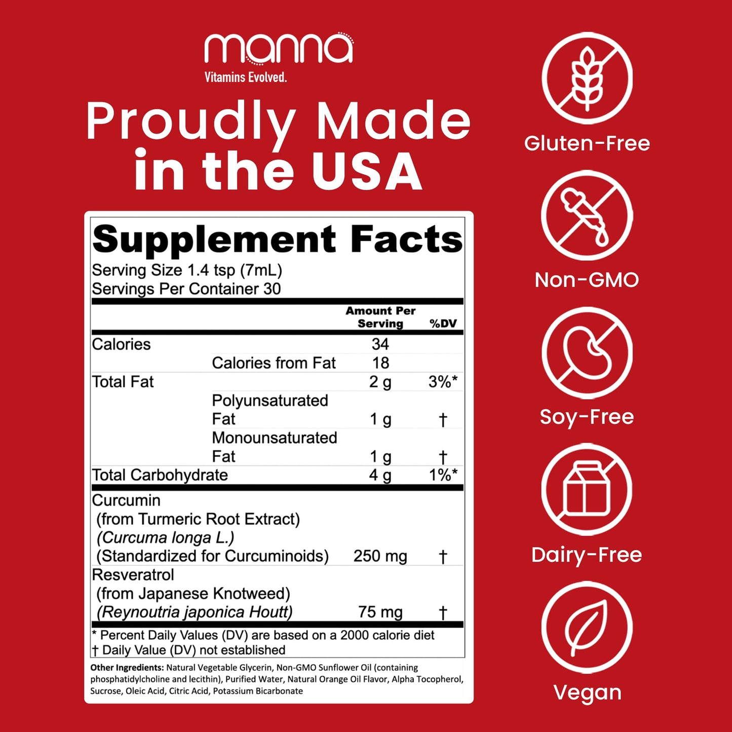Manna Vitamins Evolved Curcumin with Resveratrol – Liposomal Curcumin Supplements