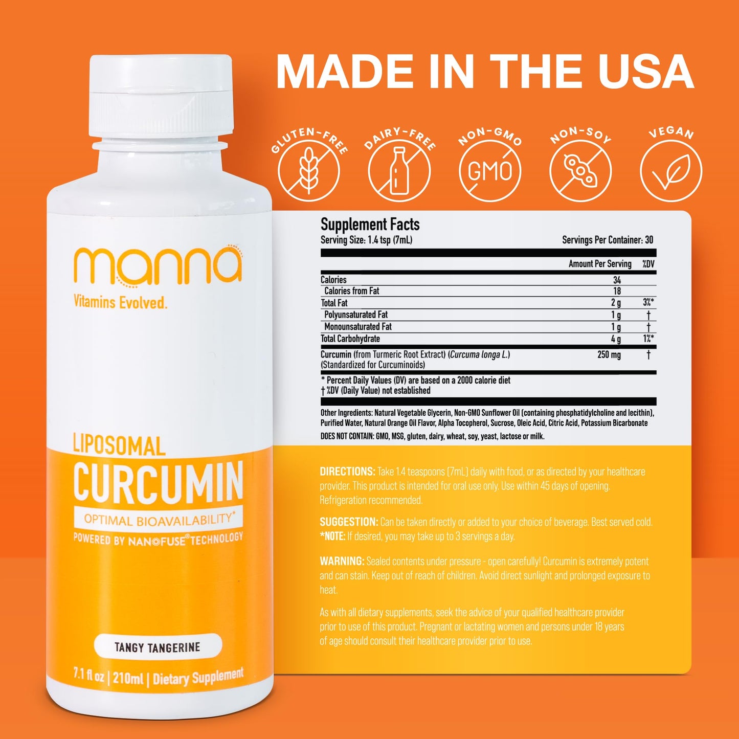 Manna Vitamins Evolved Liposomal Liquid Curcumin for Advanced Absorption – Daily Joint & Immune Health Support (3 Pack) – Vegan, Non-GMO, 95% Curcuminoids