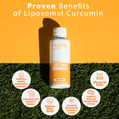 Manna Vitamins Evolved Liposomal Liquid Curcumin for Advanced Absorption – Daily Joint & Immune Health Support (3 Pack) – Vegan, Non-GMO, 95% Curcuminoids