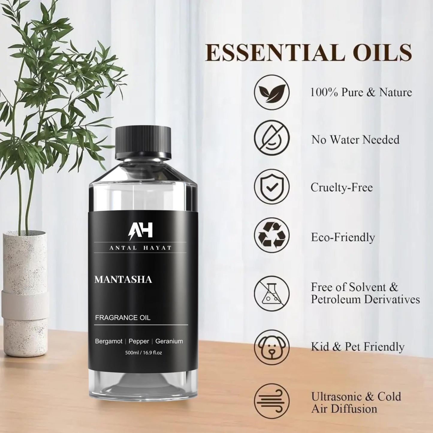 Mantasha 500ml Diffuser Oil – Sauvage-Inspired Bergamot, Pepper & Geranium