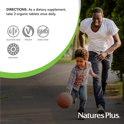 NaturesPlus Source of Life Garden Certified Organic Men's Multivitamin - 90 Vegan Tablets - 30 Servings