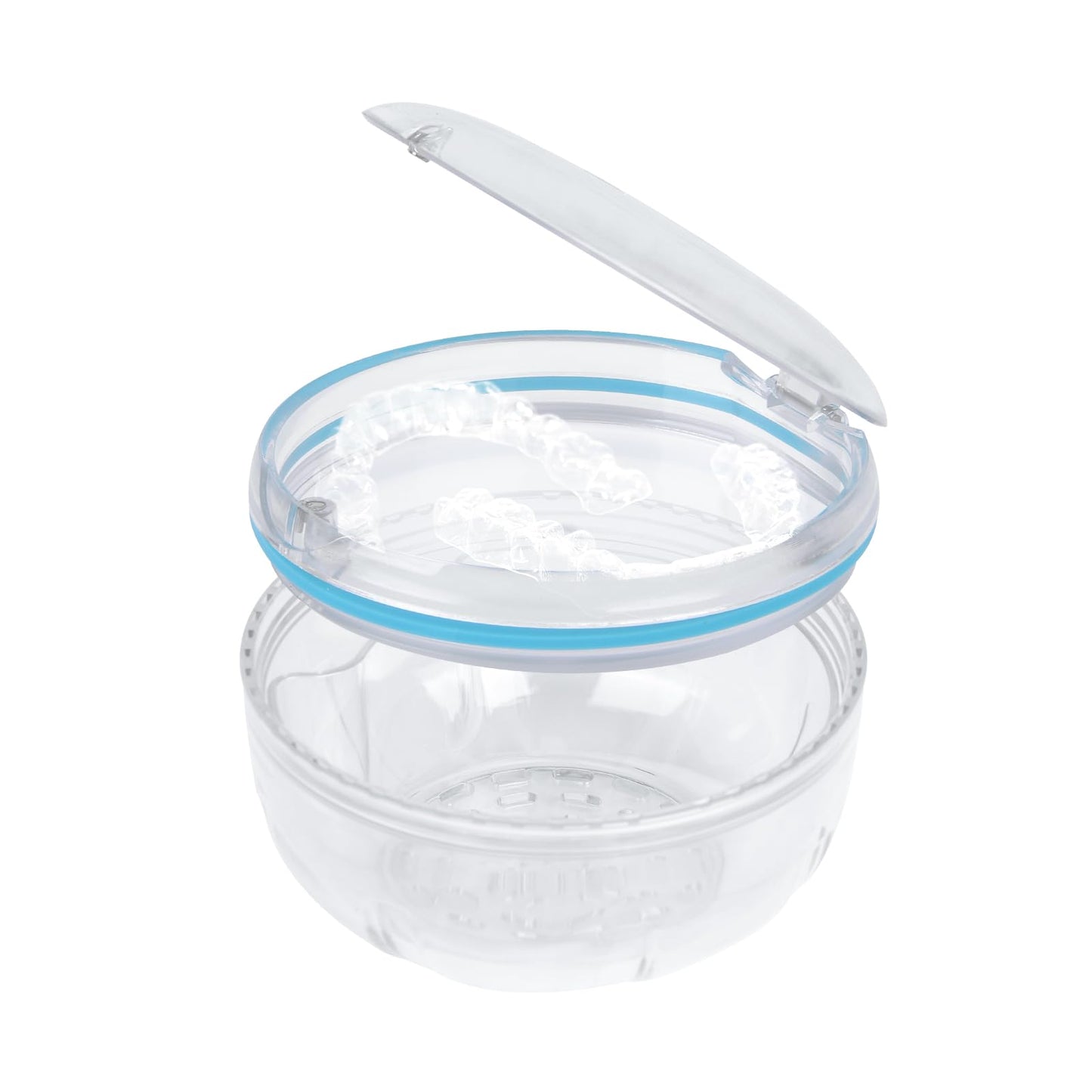 Maoerdental Retainer Cleaner Case – Double Layer No-Leak Denture Cup for Soaking Dentures, Invisalign, Retainers, Mouth Guards (Transparent)