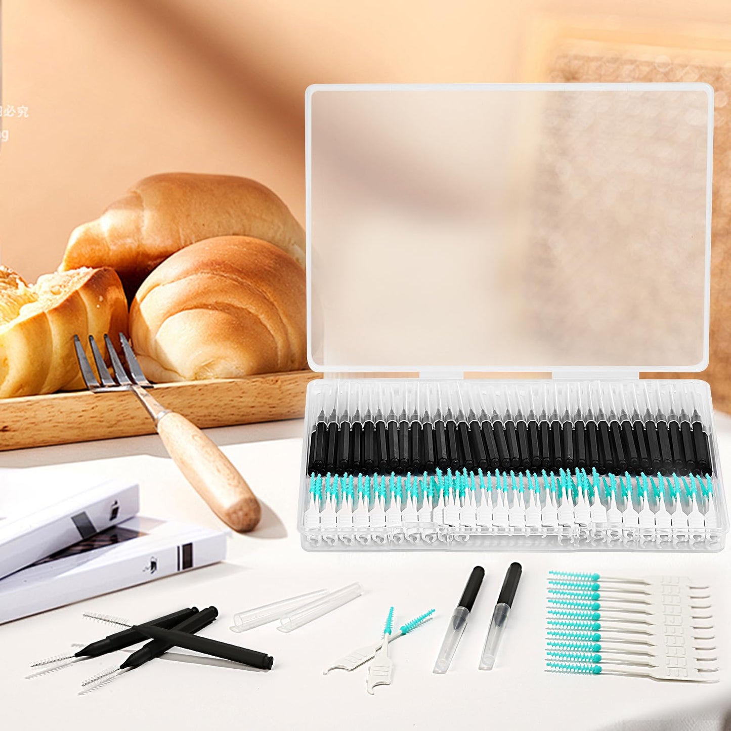MAPVOLUT 200-Piece Interdental Brush Set for Braces - Travel-Friendly Oral Care