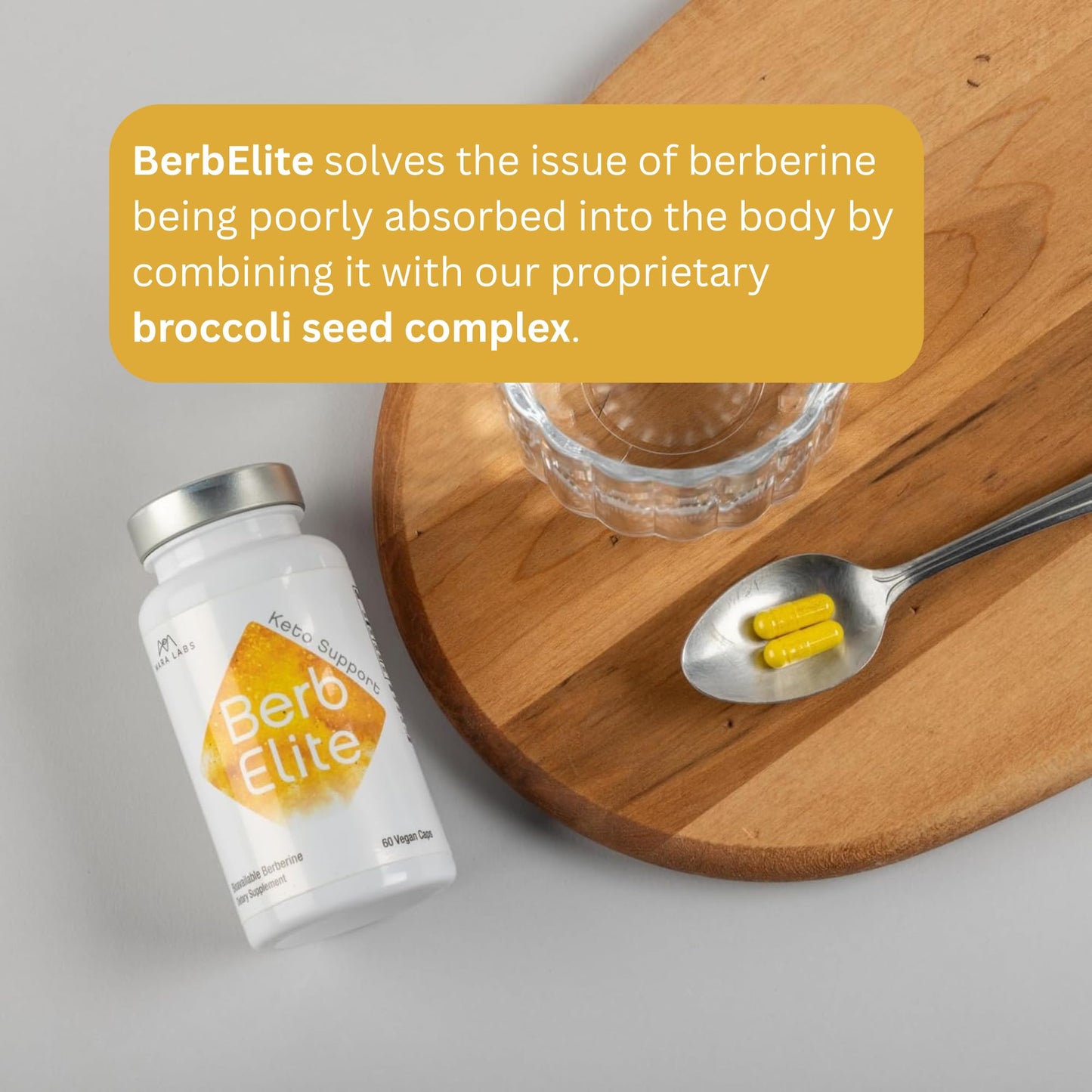 BrocElite Mara Labs BerbElite: 350mg Berberine HCL + Broccoli Seed Complex | 120 Vegan Capsules