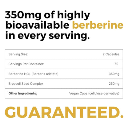 BrocElite Mara Labs BerbElite: 350mg Berberine HCL + Broccoli Seed Complex | 120 Vegan Capsules