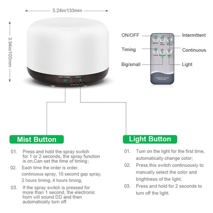 Marchred 300ML Essential Oil Diffuser with Remote – Ultrasonic Humidifier for Large Rooms (Dark Wood Grain)