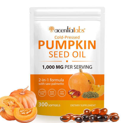 Mariayu Pumpkin Seed Oil Capsules, 1000mg Per Softgels, Cold Pressed & Efficient Absorption, Essential Fatty Acids, Good for Hair, Urinary