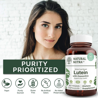 Natural Nutra Lutein & Zeaxanthin Supplement - Vision Health Support, 20 mg, 60 Capsules, Gluten Free & Soy Free
