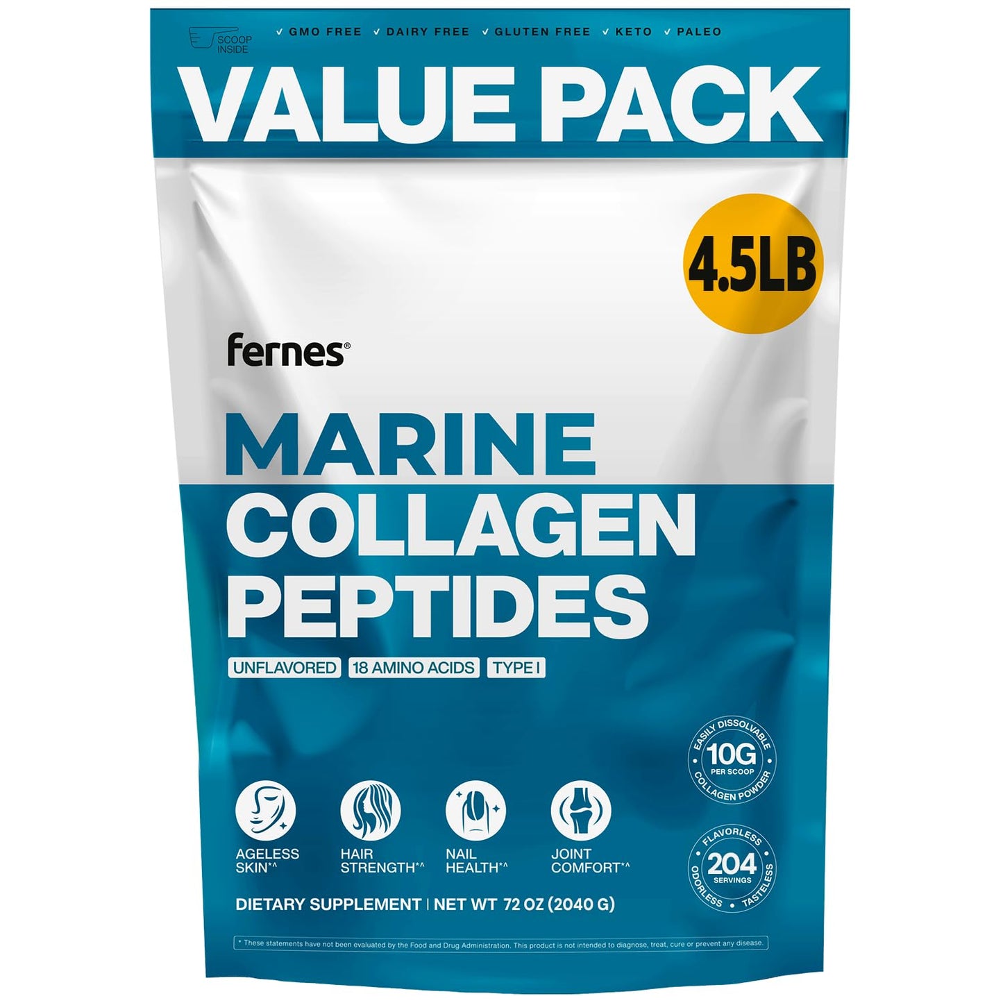 Marine Collagen Peptides 4.5LB – Flavorless, Odorless Type I Fish