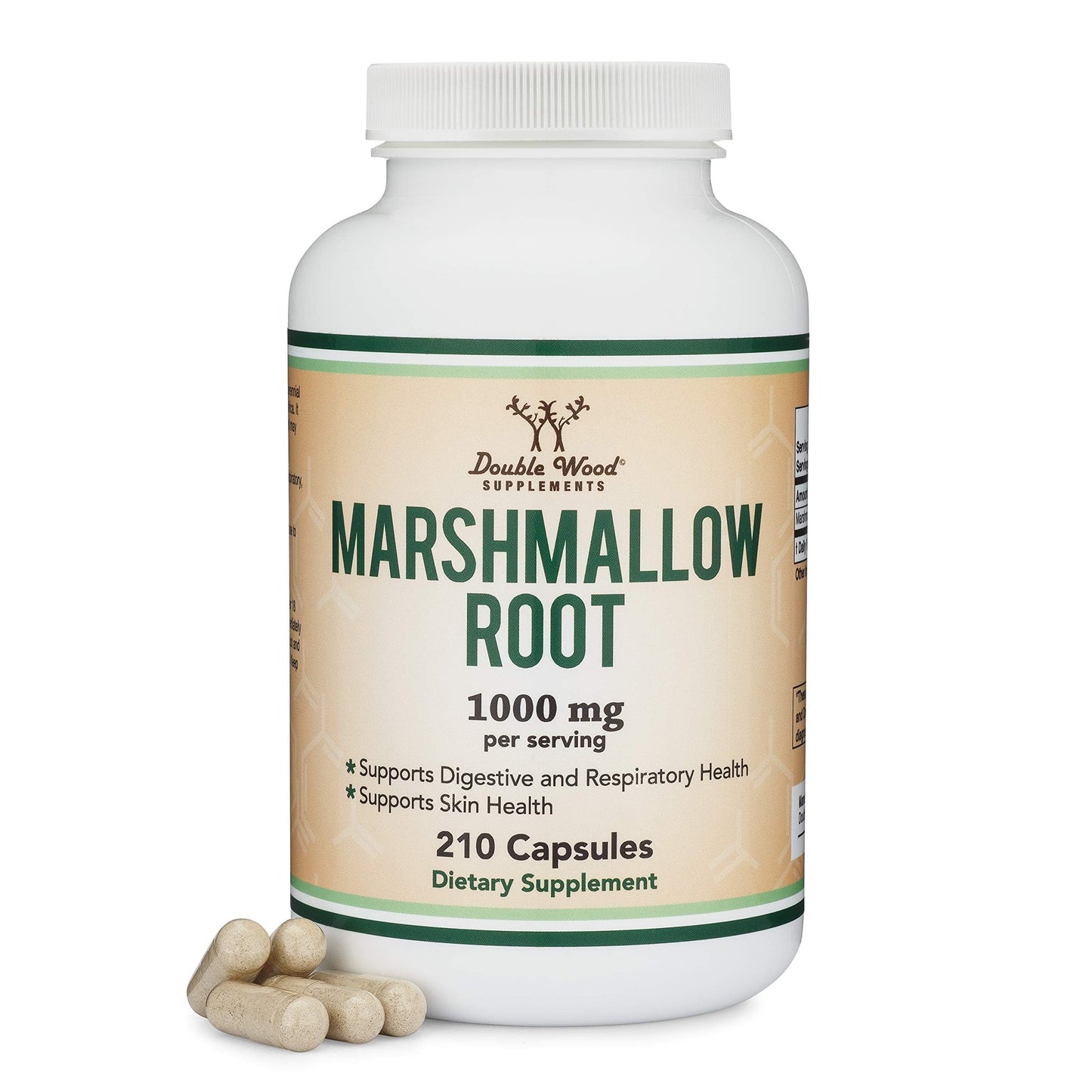 Marshmallow Root Capsules - 210 Count, 1000mg per Serving | Vegan, Gluten Free | Double Wood