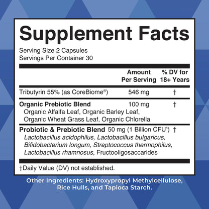 MaryRuth’s Complete Gut Health+ Capsules | 5-Probiotic Blend + Corebiome® Butyrate | Vegan GI Support | 30 Servings
