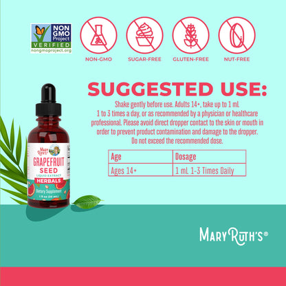 MaryRuth Organics Grapefruit Seed Extract Drops | Peel & Seed, Sugar Free, 1 oz