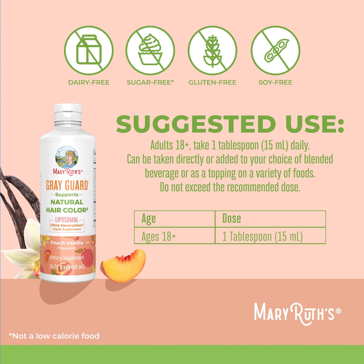 MaryRuth Organics Gray Guard Liposomal - Supports Natural Hair Color (15.22 fl oz)