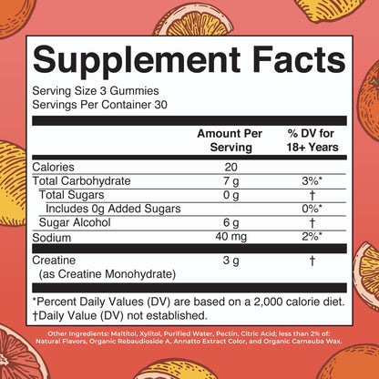 MaryRuth Organic Creatine Gummies – 3g per Serving, Vegan & Sugar Free, Tangerine Citrus