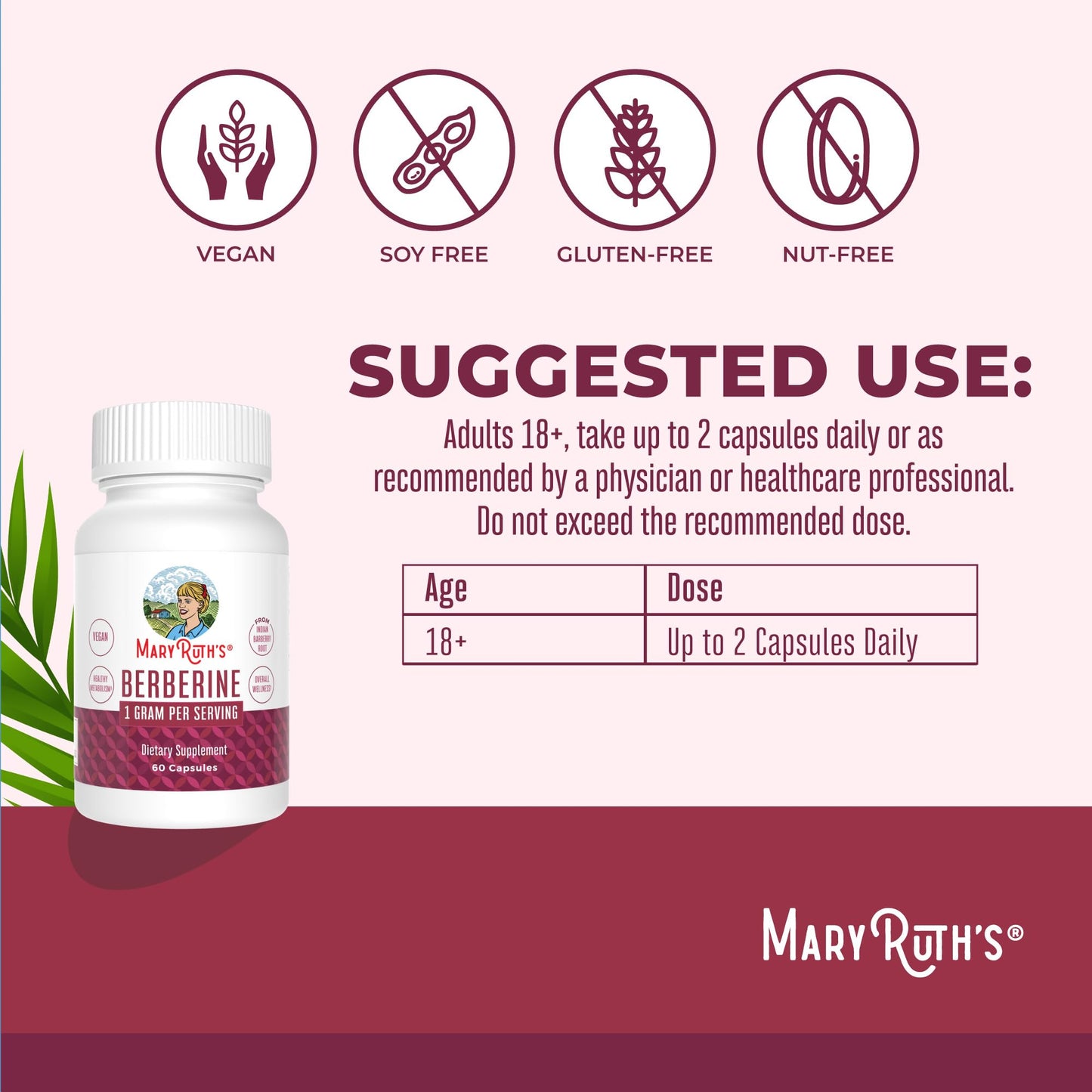 MaryRuth Organics Berberine 1000 mg – 30 Servings | Vegan Capsules