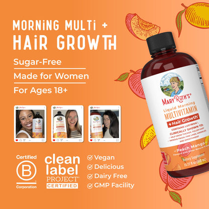 MaryRuth Organics Liquid Multivitamin + Hair Growth | Biotin 10000mcg | Lustriva for Thicker Hair