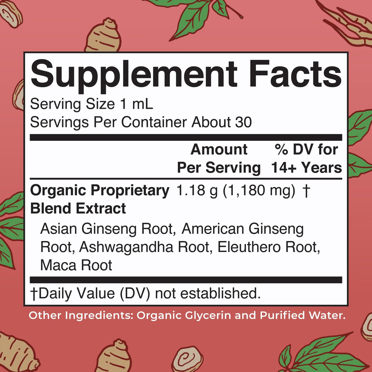 MaryRuth Organics Herbal Brain Function Supplement | Ginseng with Ashwagandha | USDA | 1 Fl Oz