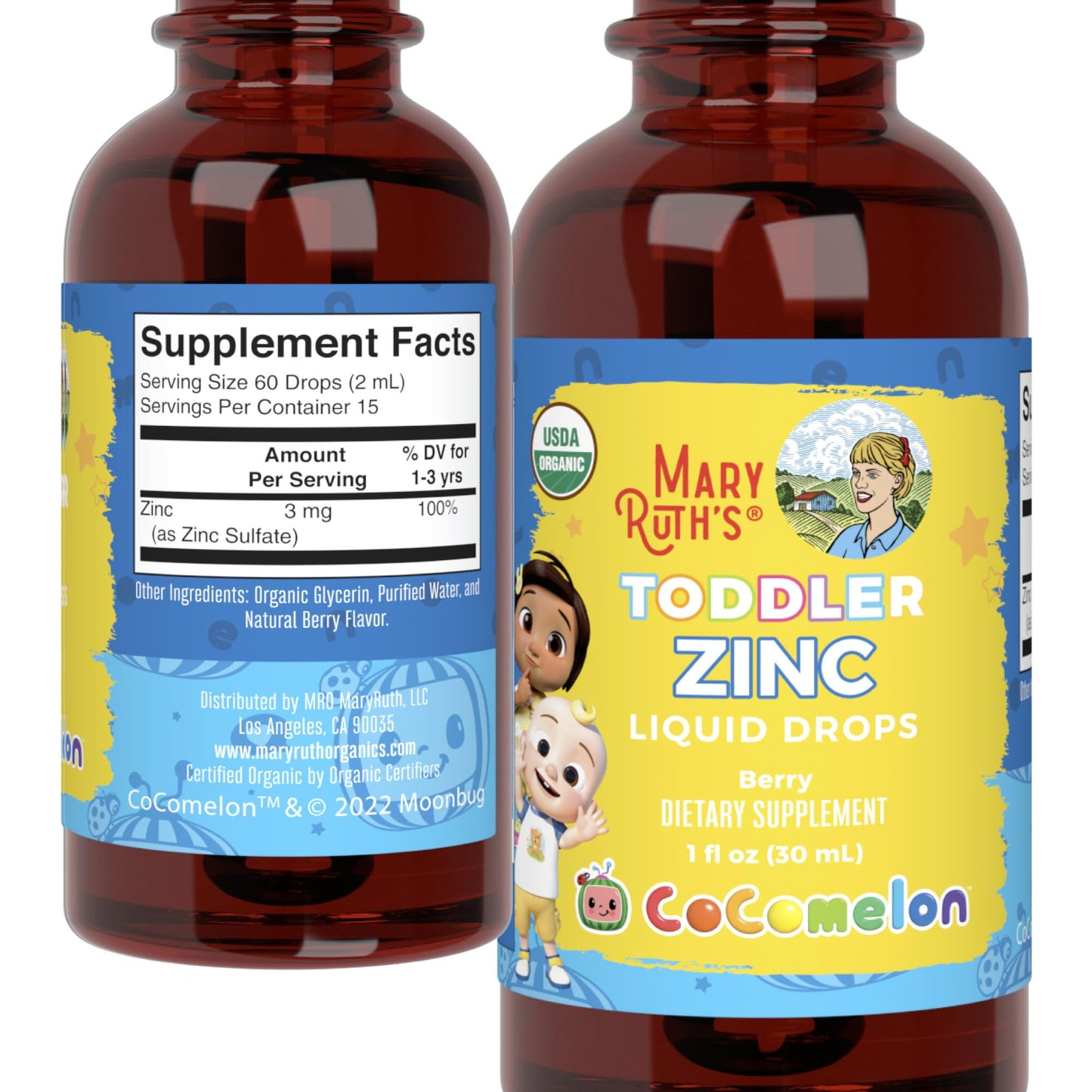 MaryRuth Organics Cocomelon Toddler Liquid Zinc – Sugar Free, USDA Organic | 1 Fl Oz
