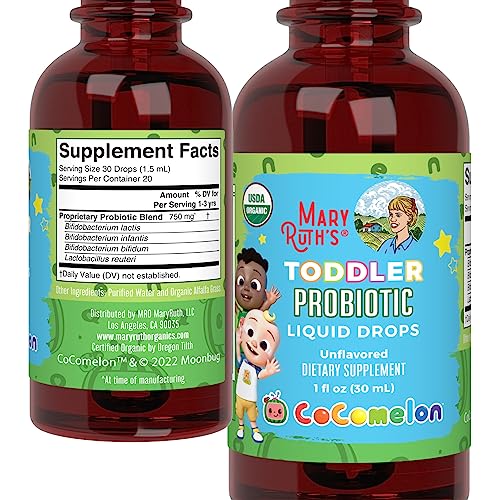MaryRuth Organics Cocomelon Toddler Probiotic Liquid Drops – 1 oz | 150 Billion CFU | 5 Strains | USDA Organic