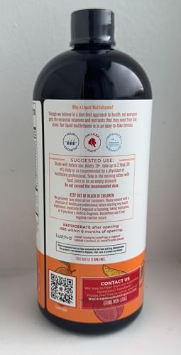 MaryRuth Organics Liquid Multivitamin + Hair Growth with Lustriva – Thicker Hair, Smoother Skin | Biotin 10000mcg | 30 Fl Oz