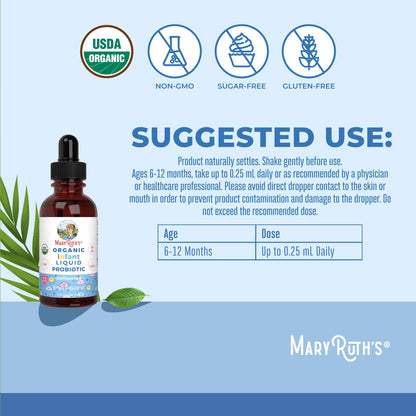 MaryRuth Organics USDA Organic Infant Liquid Probiotic Drops – 125 Servings | Baby Probiotic Drops