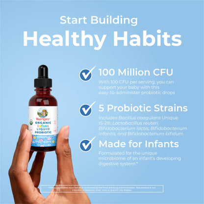 MaryRuth Organics USDA Organic Infant Liquid Probiotic Drops – 125 Servings | Baby Probiotic Drops