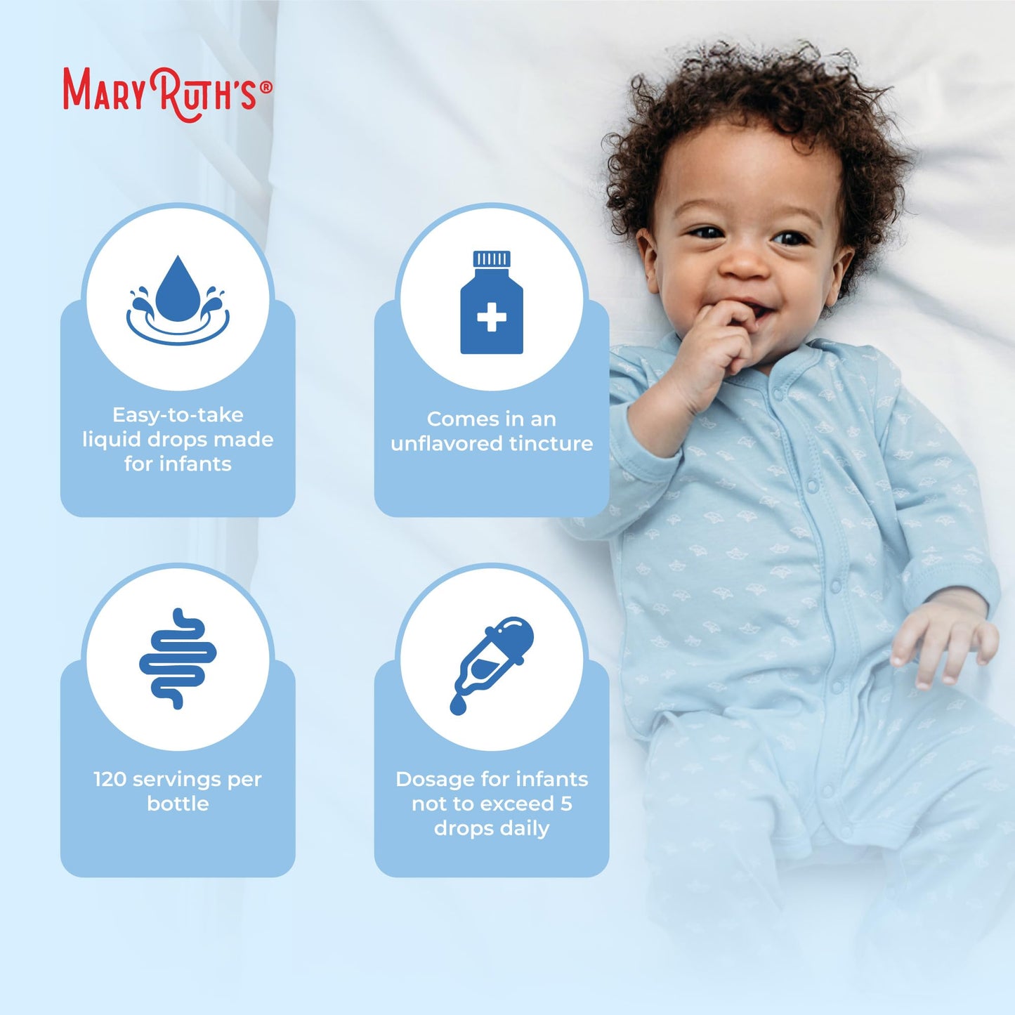 MaryRuth Organics USDA Organic Infant Liquid Probiotic Drops – 125 Servings | Baby Probiotic Drops