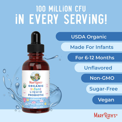 MaryRuth Organics USDA Organic Infant Liquid Probiotic Drops – 125 Servings | Baby Probiotic Drops